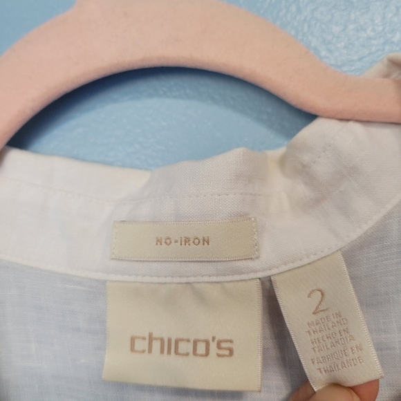 Chico's Linen Non-iron Lagenlook Tunic Tp Size 2 Large White - Picture 4 of 7
